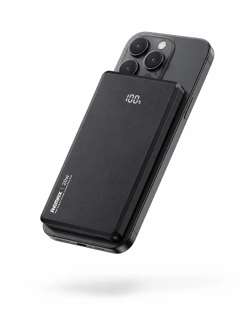 Повербанк Remax RPP-107 9 мм 5000 мАг 20 Вт USB-C MagSafe PD QC Чорний (1362 - фото 4