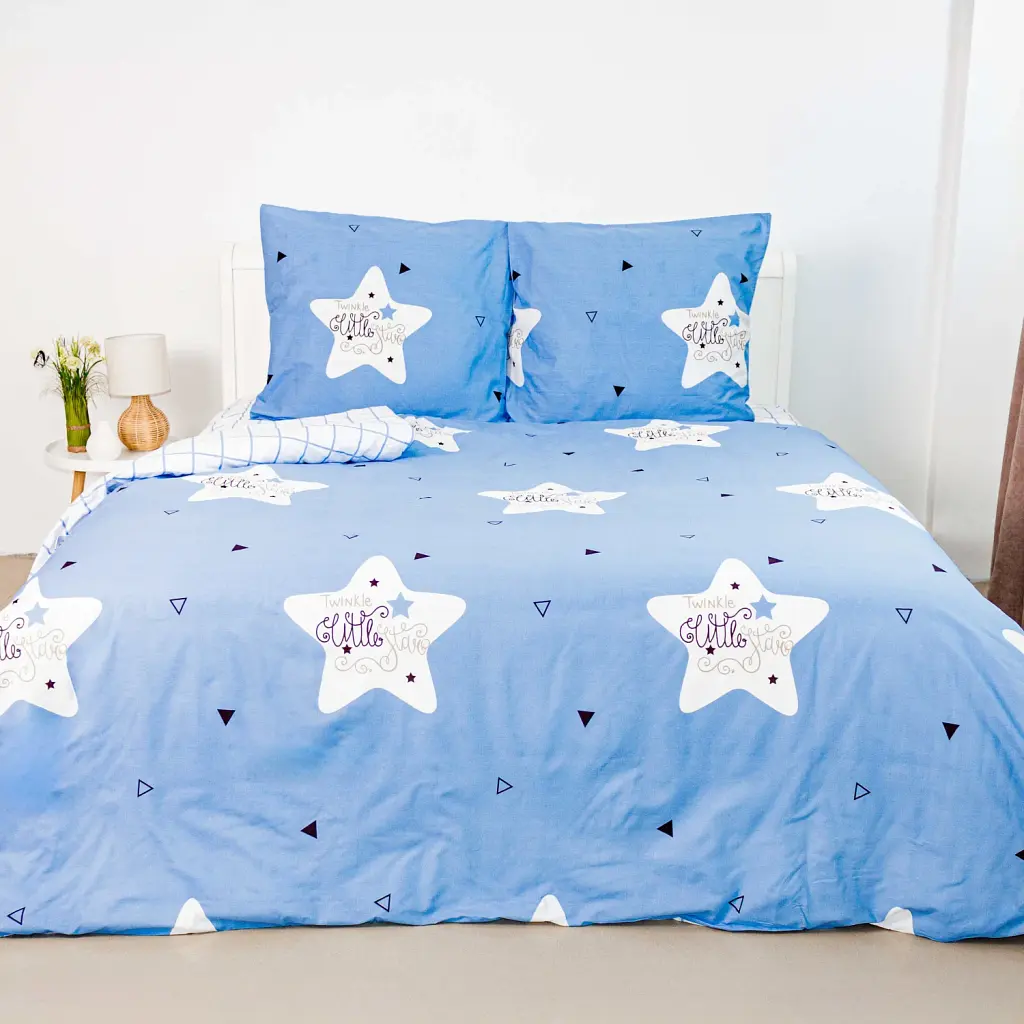 Постільна білизна ТЕП Soft Dreams Twinkle Stars 70x70 євро блакитна - фото 2