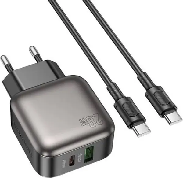 Зарядний пристрій BOROFONE BAS54A Absolute PD20W+QC3.0 charger set C to C black - фото 3