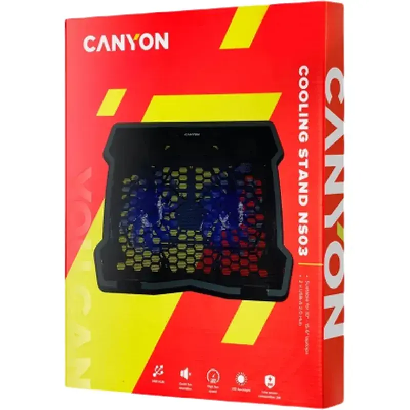 Підставка до ноутбука Canyon NS03, 10-15.6 laptop, dual-fan with 2x2.0 USB hub (CNE-HNS03) - фото 4