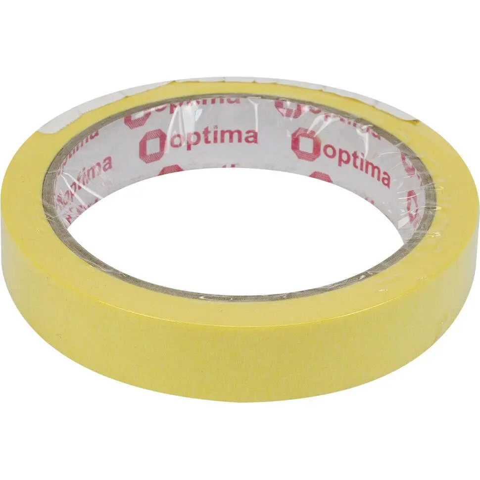 Стрічка клейка малярна Optima 18 ммх27 м жовта (1) O45340 - фото 2