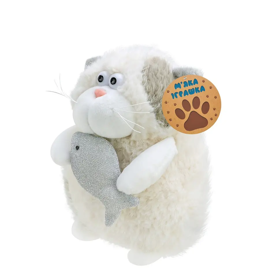 Детская мягкая игрушка "Смешной кот" C6302 с рыбкой, размер 20 см - фото 2