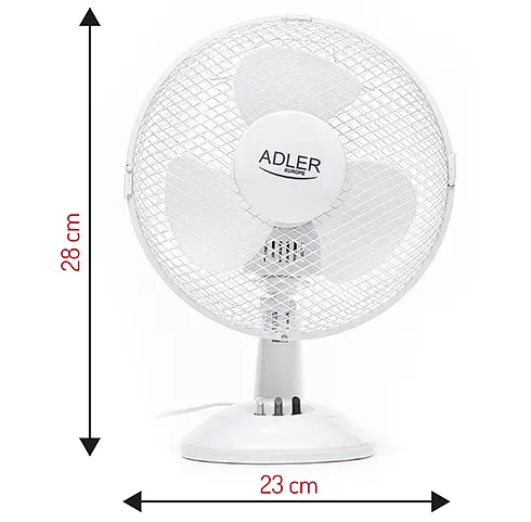 Настільний вентилятор Adler AD 7302, 23 см, 45 Вт, поворотний, 2 швидкості, регулювання нахилу, компактний вентилятор для дому та - фото 4