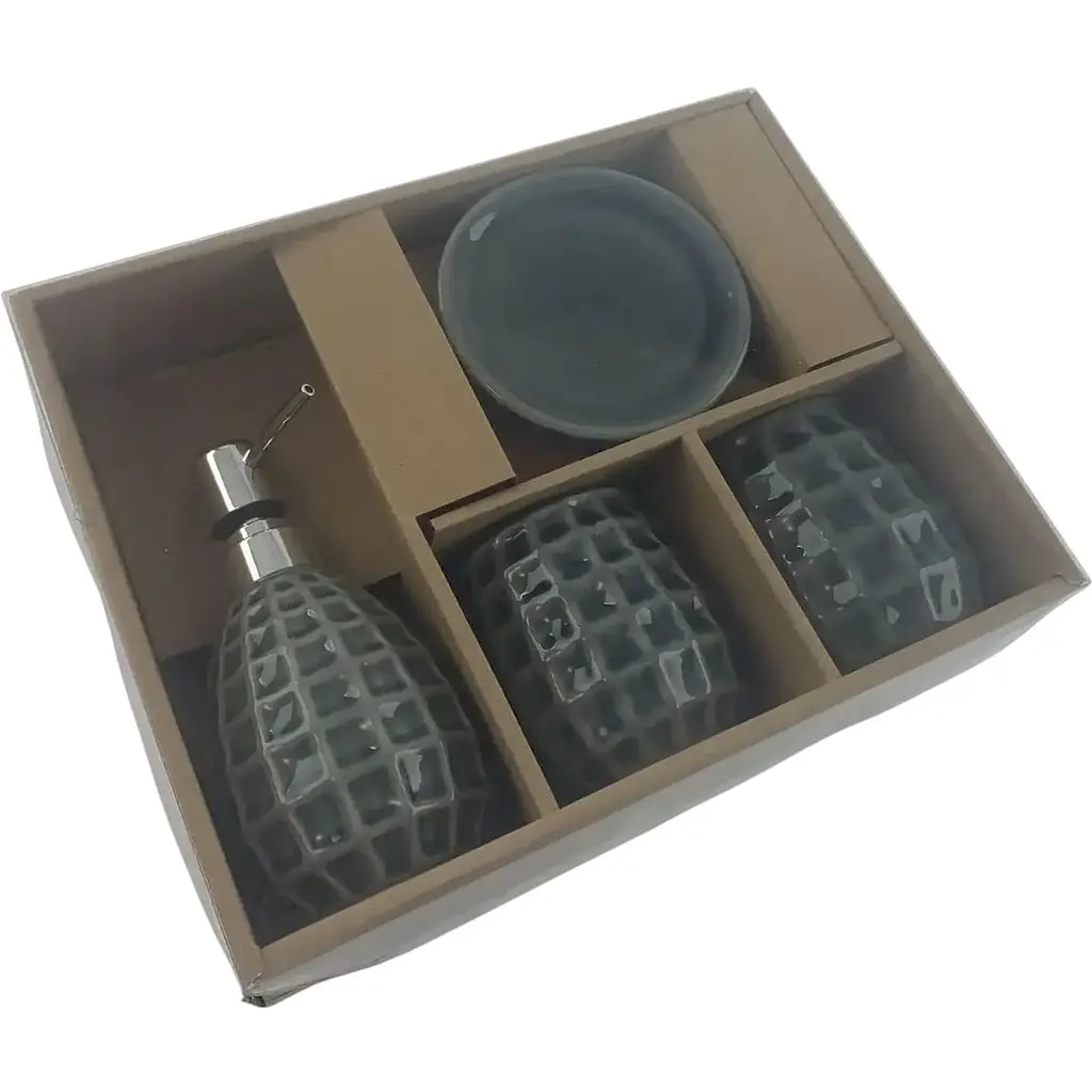 Набір аксесуарів для ванної кімнати No brand керамічний сірий 28.5x22.5x9 см - фото 6