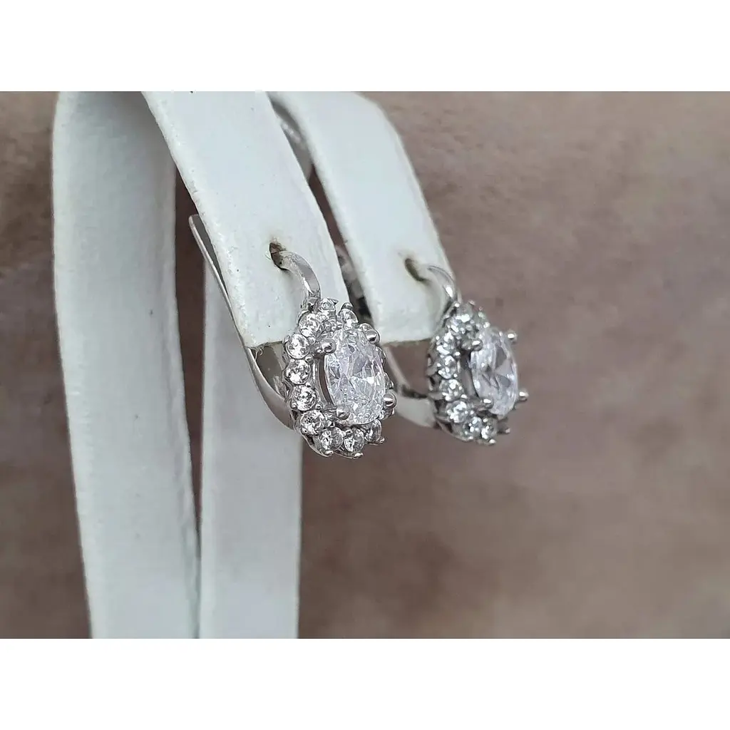 Срібні сережки Агні МАЛИНКА з фіанітами. 2161/9Р-CZ - фото 3