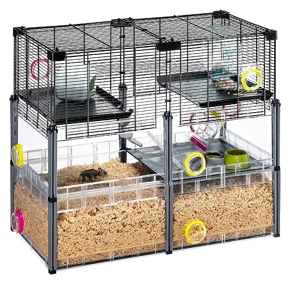 Модульная клетка для хомяков и мышей Ferplast Multipla Hamster Crystal с аксессуарами черная 72.5x37.5x62 см 57007617