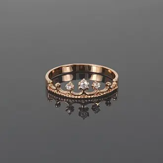 Золота каблучка корона з фіанітами 18 K-0061