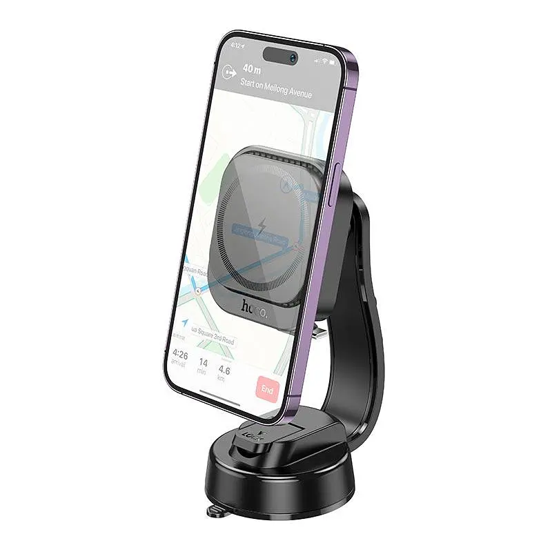 Тримач з бездротовим зарядним Hoco HW24 wireless car holder center console 15W - фото 4