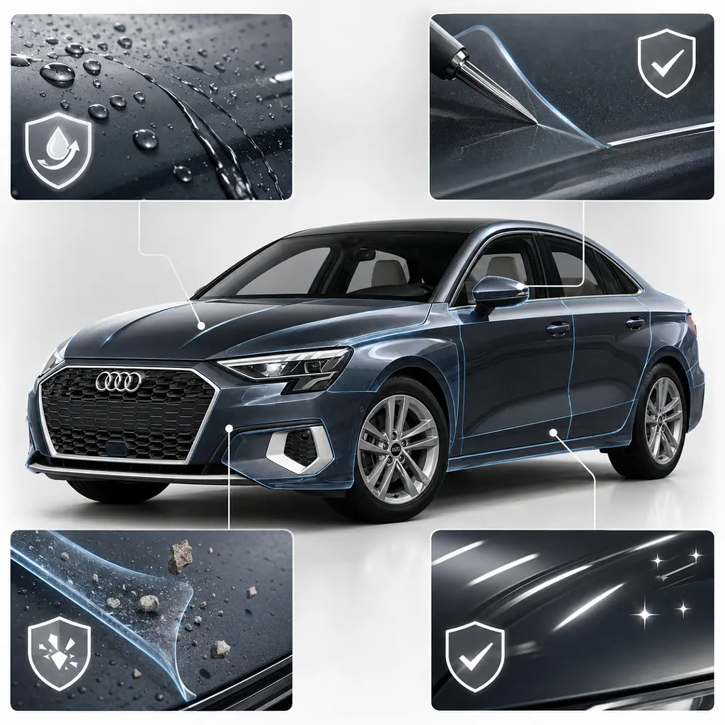 Антигравійна захисна бронеплівка за лекалами для Audi A3 8Y 2020-2024 - зона кришки багажника - фото 3