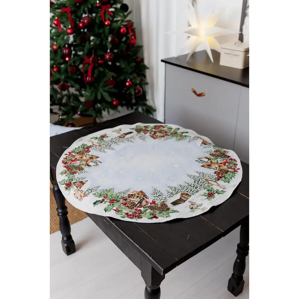 Скатертина гобеленова Прованс Squirrel з люрексом 180 см (41707) - фото 2