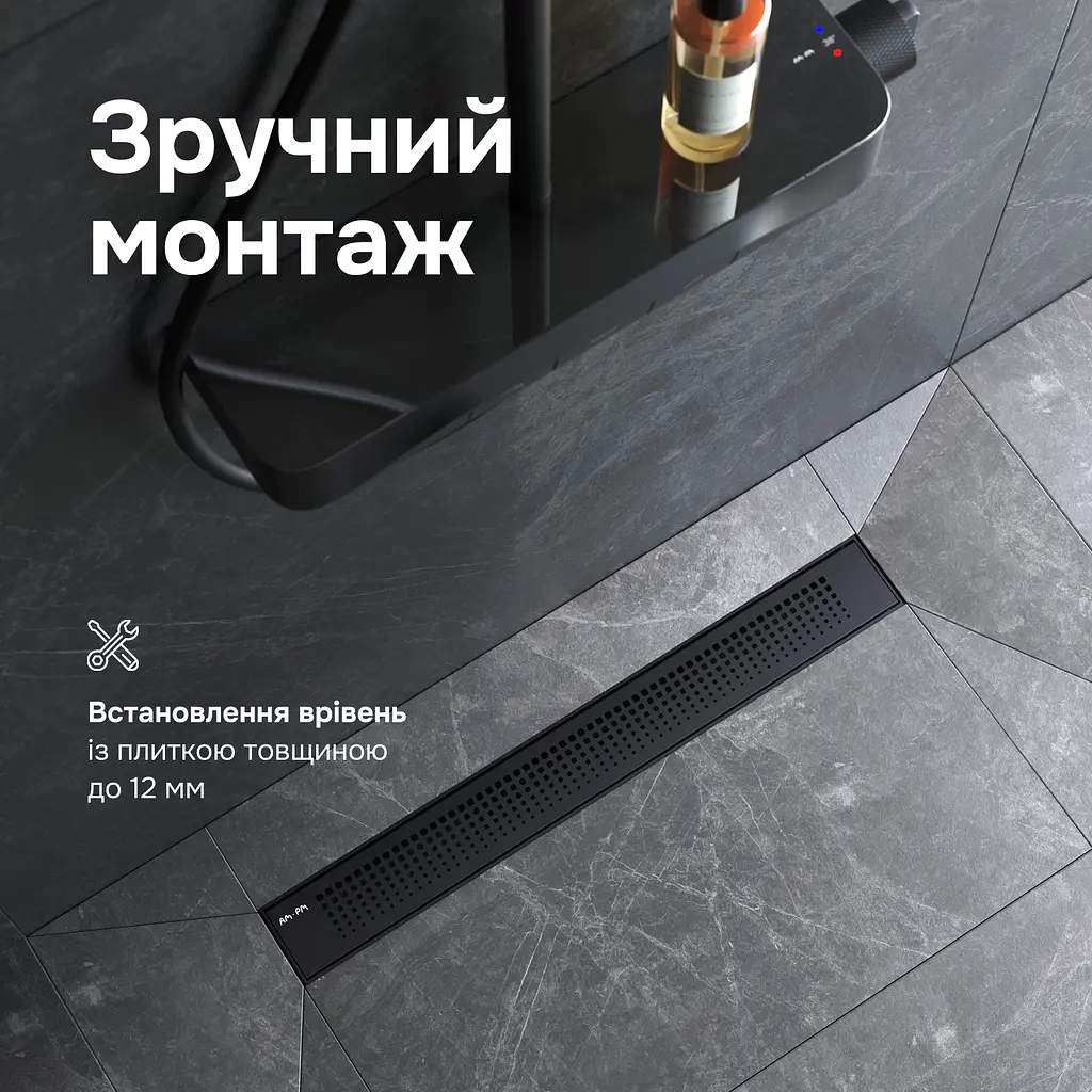 Трап для душу лінійний AM.PM Primeflow Cut Gradient 600 мм, універсальний затвор, чорний (W02SC-P11-060-01BM) - фото 7