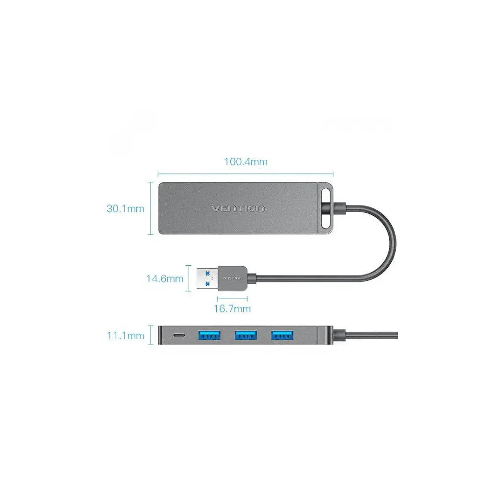 Концентратор VENTION USB 3.0 to 4xUSB 3.0 black (CHLBB-SCB) - фото 2