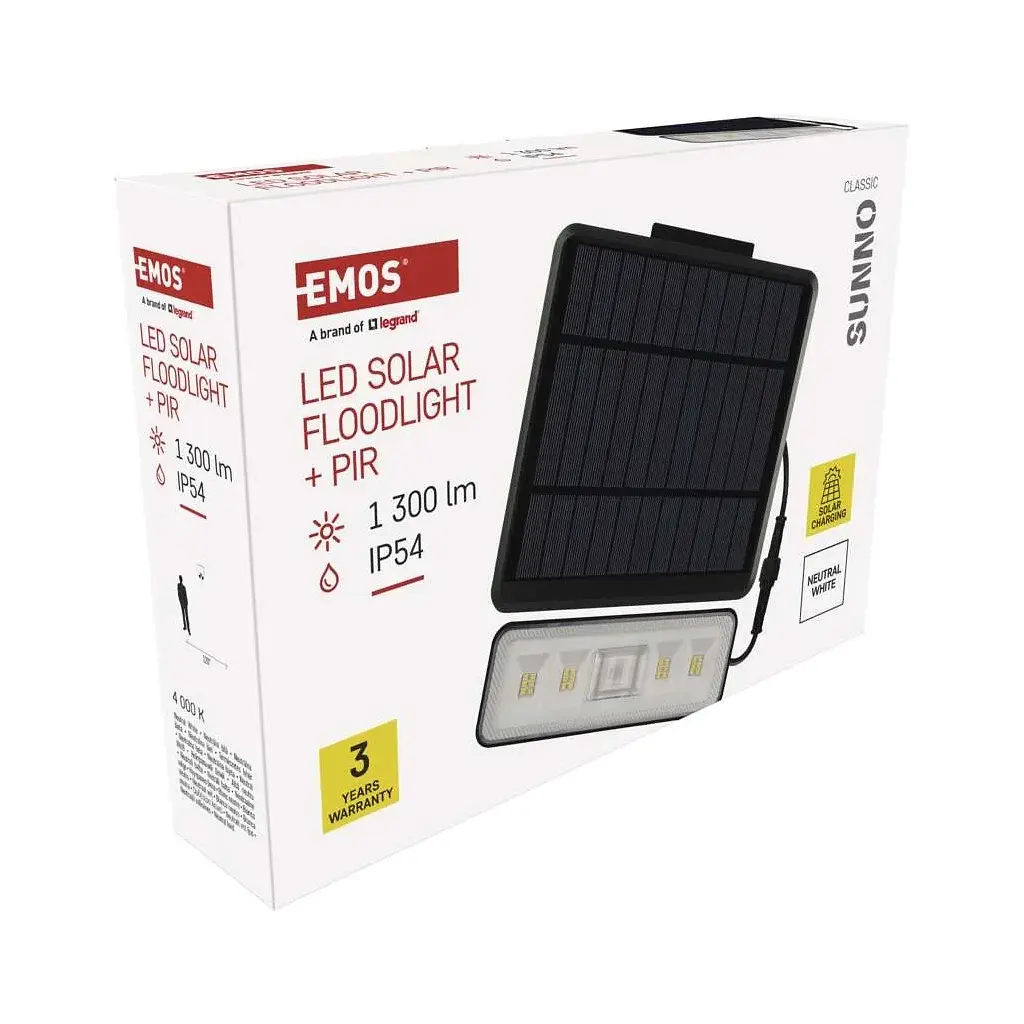 Прожектор EMOS солнечный светодиодный 1300 лм IP54 4000K PIR (ZG112S) - фото 9