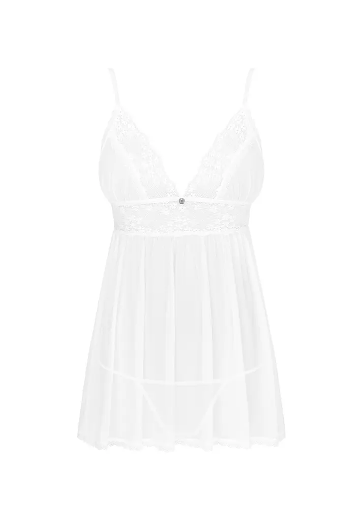 Эротический беби долл и стринги, XS/S (белый) Obsessive Heavenlly babydoll thong - фото 5
