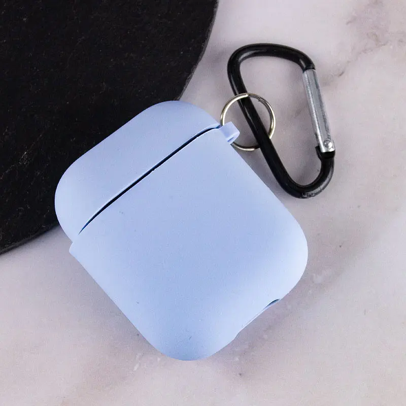 Силіконовий футляр з мікрофіброю для навушників Airpods 1/2 Блакитний / Lilac Blue - фото 3