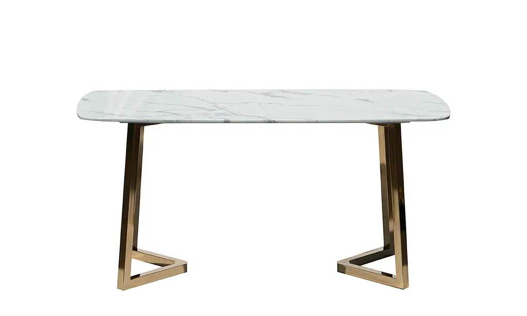 Стол обеденный Prestol Римини нераскладной 160x80x76 см белый ножка золото - фото 3