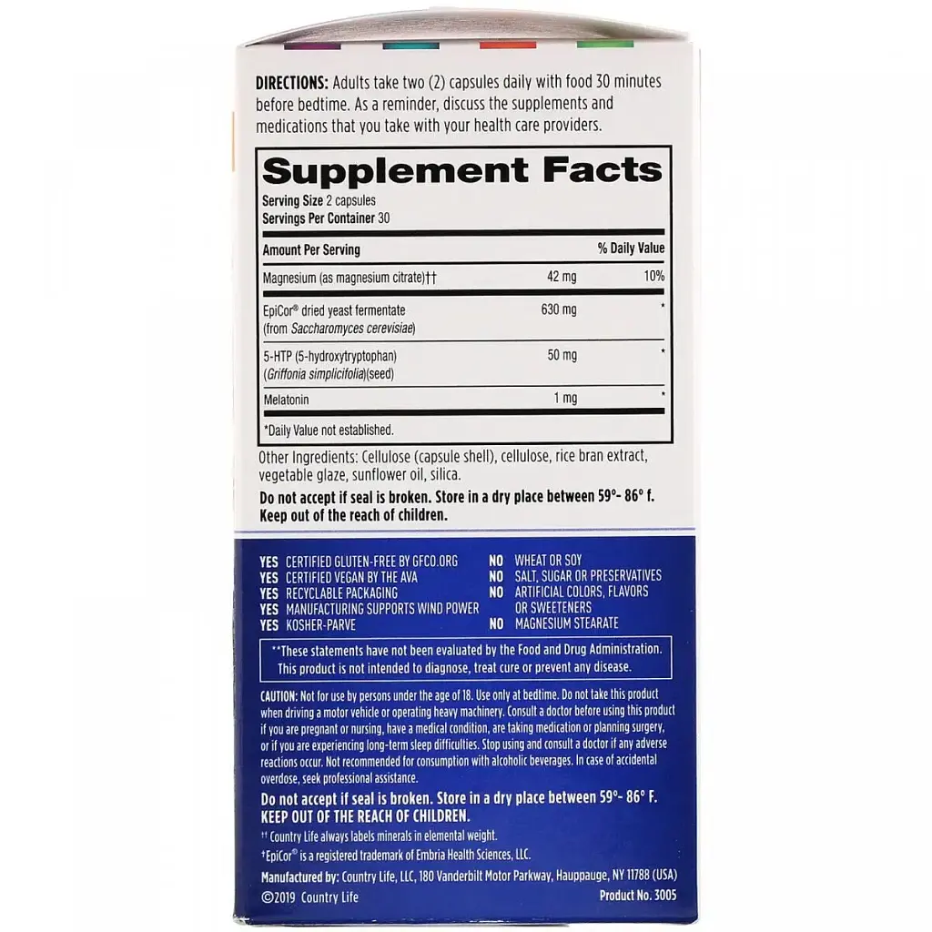 Натуральная добавка Country Life Sleep Balance Gut Connection кишечник и сон 60 капсул - фото 3