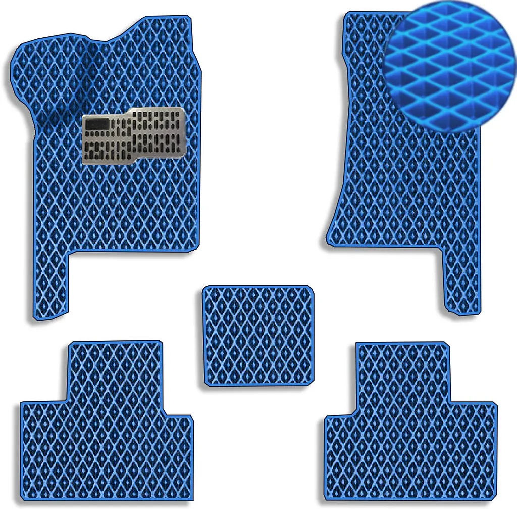 3D Килимки у салон EVA для ВАЗ Priora 2007- з підп'ятником Сині 5 шт