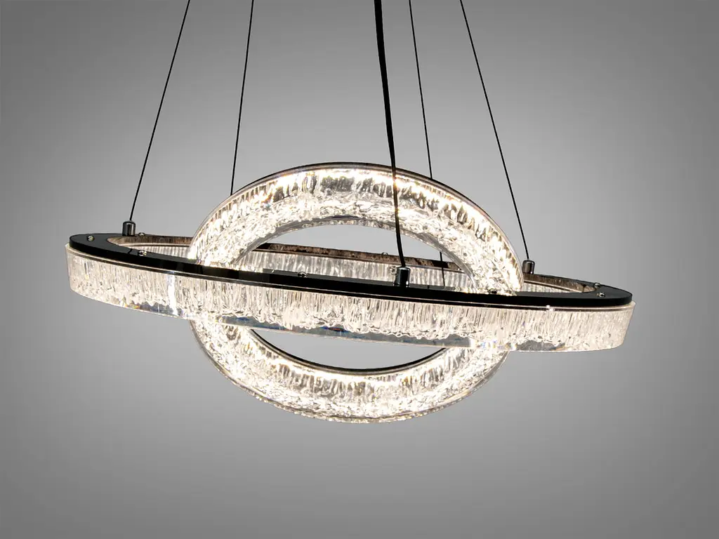 Сучасна підвісна LED люстра Diasha 1712/500+300BK для спальні та вітальні, чорна, 2 кільця, 54 W, освітлення 10-16 м2 - фото 4