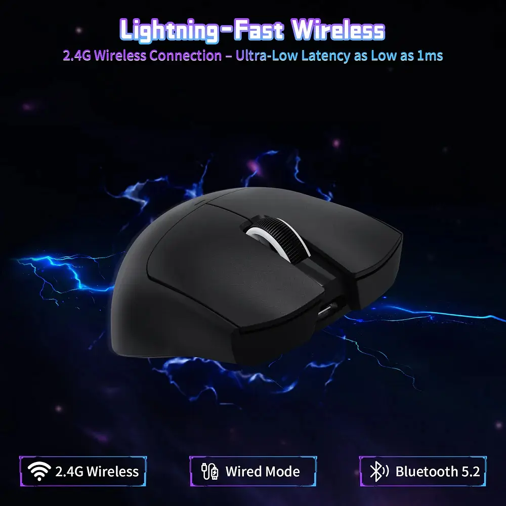Мишка Attack Shark X11SE, Wireless//Bluetooth, 22000dpi. (PAW3311), 6кн., Black - фото 4