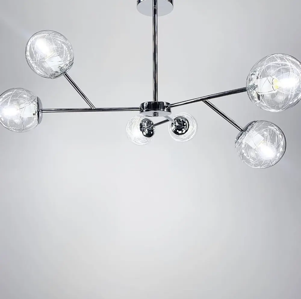 Потолочная люстра в корпусе хром на 6 плафонов Line.F AOC 6/6 CR+CL - фото 4