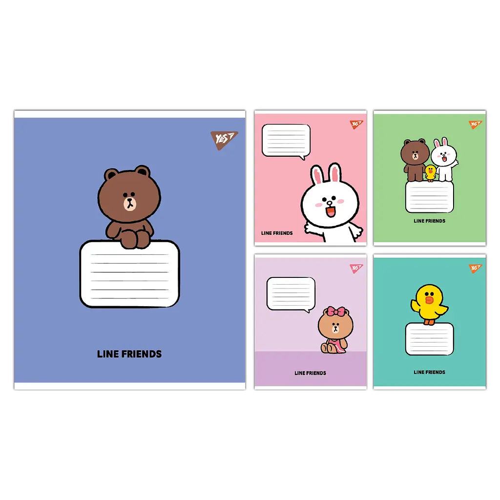 Набір зошитів шкільних YES А5/12 клітинка Line Friends Stylish 25 шт (767645)