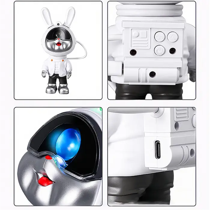 Світильник нічник Астронавт у формі кролика-космонавта Rabbit Star 23 см з ефектом зоряного неба та пультом - фото 4