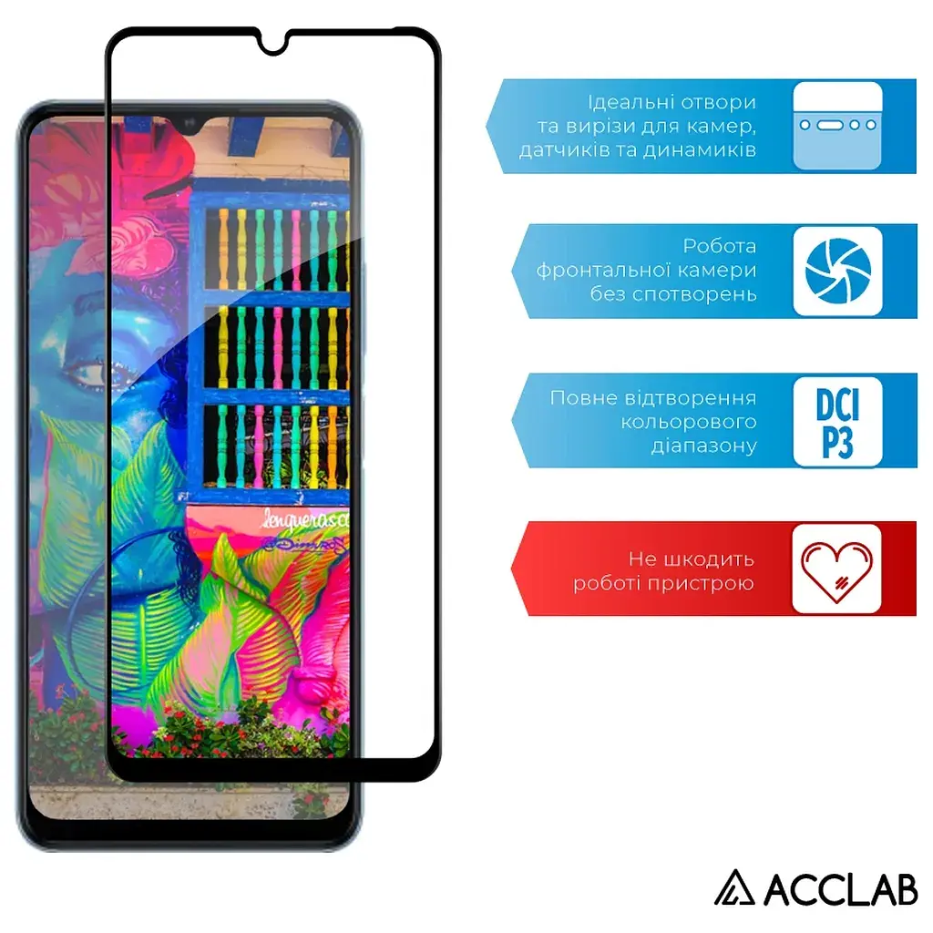 Скло захисне ACCLAB Full Glue ZTE Blade A72 Black (1283126545542) - фото 5
