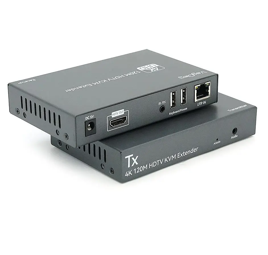 Подовжувач HDMI сигналу через UTP-кабель VEGGIEG VHD011 Extender KVM 4K, HDMI1.4/HDCP2.0, USB, Audio, 120m - фото 2
