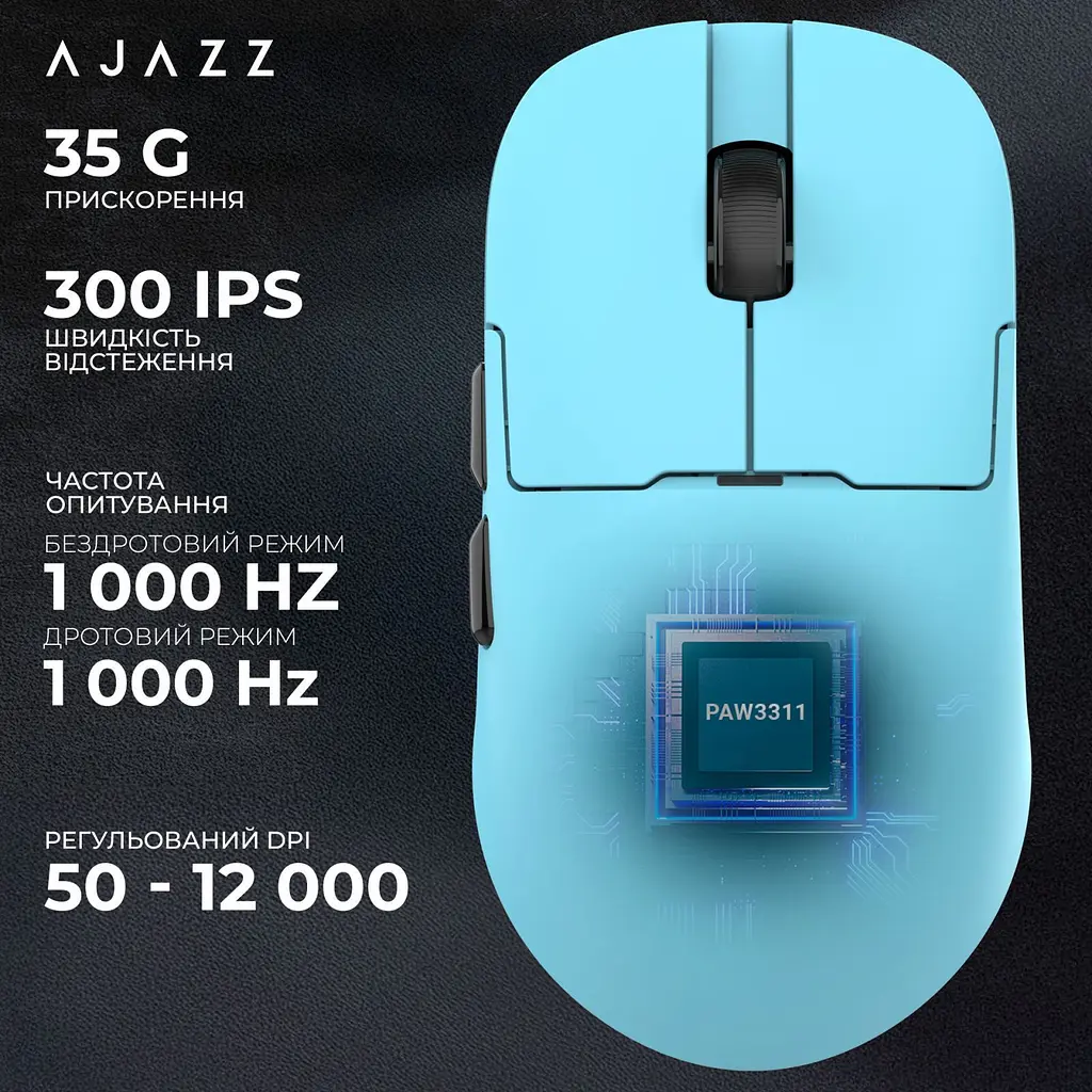 Миша Ajazz AJ159P MC Charging Dock Blue (AJ159P-MC-Blue) [153978] - фото 11