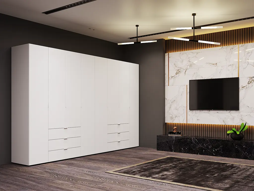 Шафа для одягу Doros Гелар розпашна комплект 4+4 ДСП 310х49,5х203,4 Білий (42002121) - фото 5