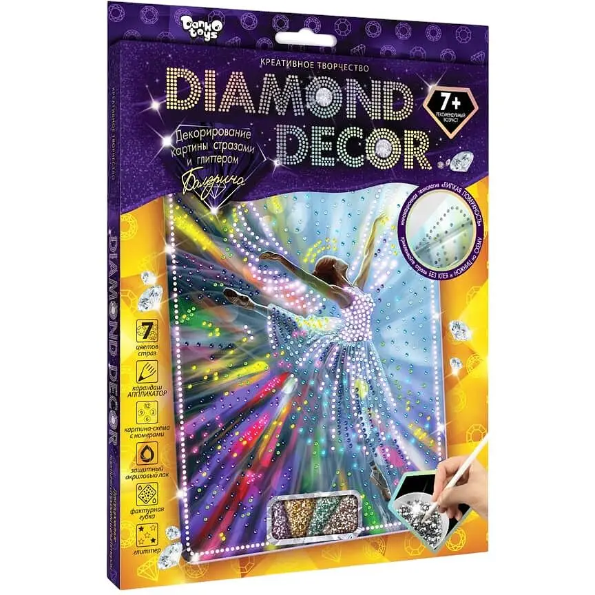 Набір креативної творчості Danko Toys Diamond Decor Балерина DD-01-02 - фото 1