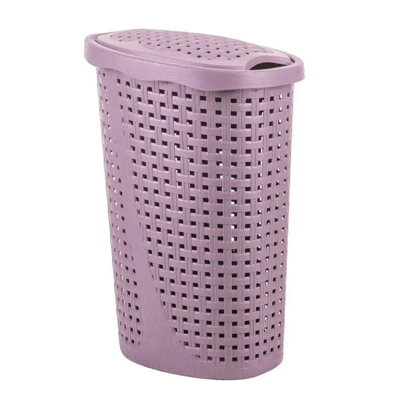Кошик для білизни 43L PAGLIA 31,5x40x60h з кришкою, бузковий - фото 1