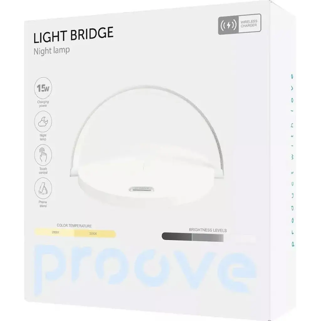 Нічний світильник з бездротовою зарядкою Proove Light Bridge White (PLLB05102002) [124216] - фото 4