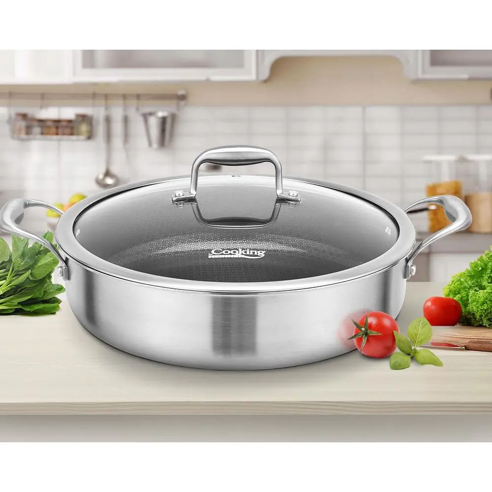 Каструля низька з нержавіючої сталі зі скляною кришкою Heinner Titanium3 4.8 л (HR-MRK-30C) - фото 5