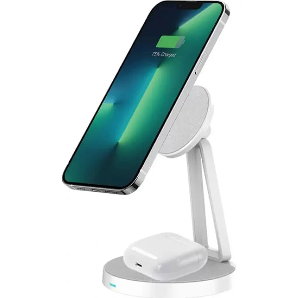 Бездротовий зарядний пристрій WiWU 2in1 Magnetic Wireless Charger M13 White [91676] - фото 5