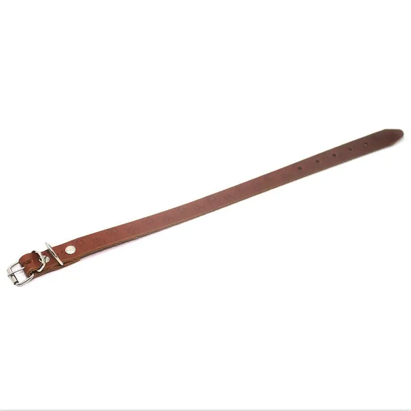 Ошейник для собак Zoo-hunt ОТ Лапка кожаный тисненный рыжий 2,0/33-41 см - фото 2