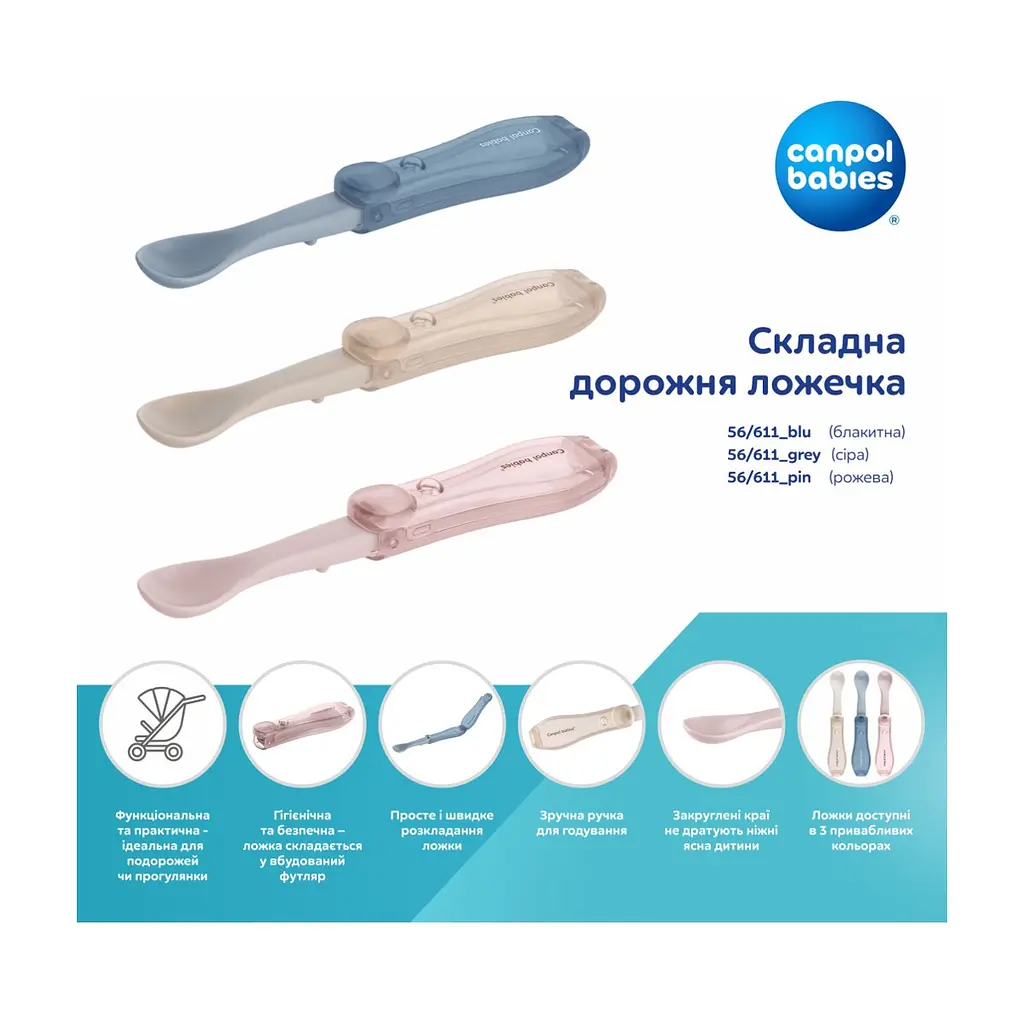Ложечка дитяча Canpol babies складна дорожня блакитна (56/611_blu) - фото 6