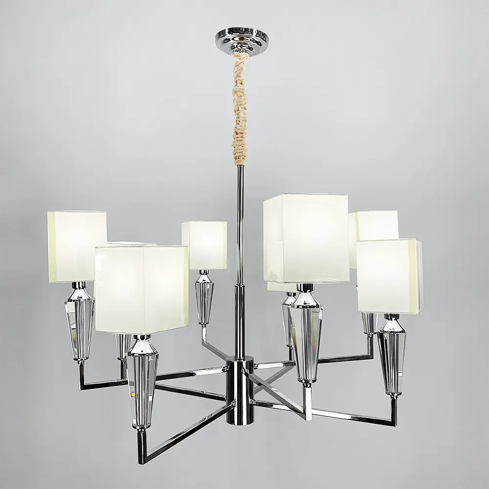 Классическая хромовая люстра с квадратными абажурами Line.F AT 30/8 - фото 3