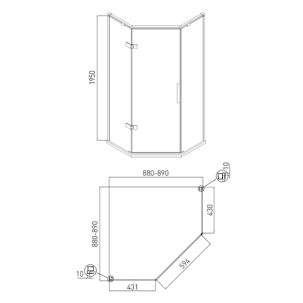 Душова кабіна Volle Neno 90x90 (без піддону) 10-22-170Lglass - фото 2
