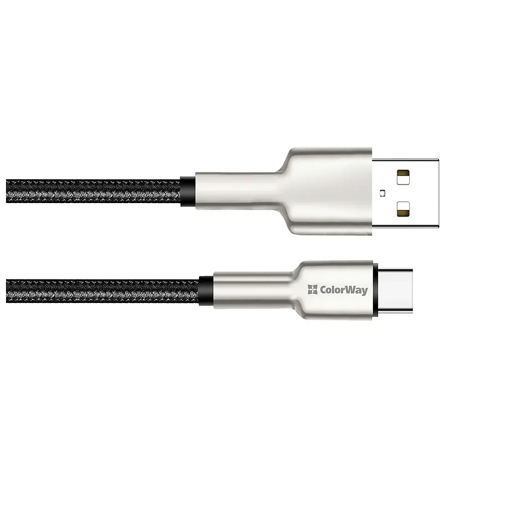 Дата кабель USB 2.0 AM to USB-C 1.0m head metal black ColorWay (CW-CBUC046-BK) - фото 4