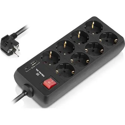 Мережевий фільтр живлення REAL-EL RS-PROTECT 805 1.8m, black (EL122300042) - фото 2