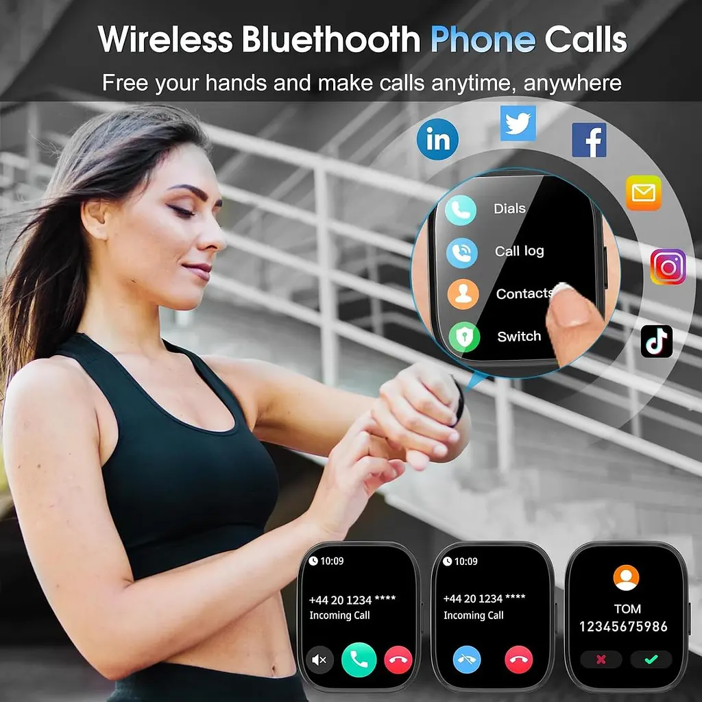 Розумний годинник для чоловіків і жінок Bluetooth, дзвінки, 1,85-дюймовий HD сенсорний годинник з сенсорним екраном та монітором - фото 6