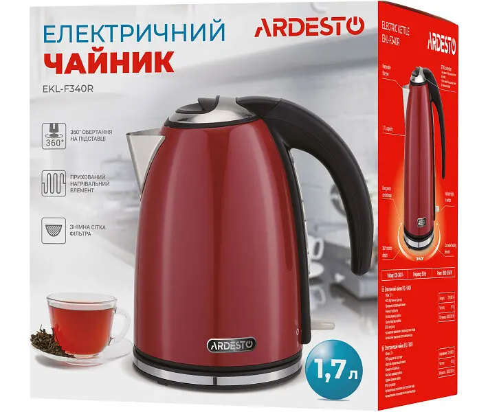 Електрочайник Ardesto EKL-F340R 1.7 л червоний - фото 8