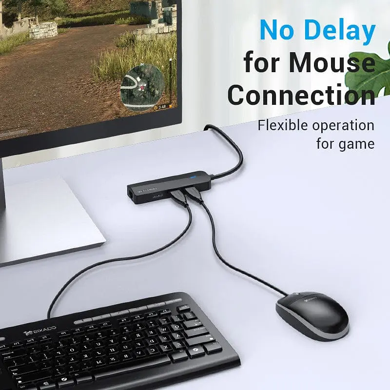 Хаб USB 2.0 -> 3хUSB 2.0 + RJ45 100M Ethernet Vention - фото 5