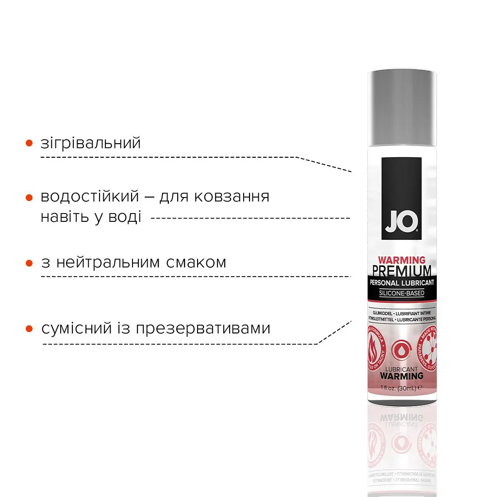 Розігрівальний лубрикант на силіконовій основі JO PREMIUM — WARMING (30 мл) - фото 3
