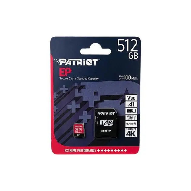 Карта пам'яті Patriot microSDXC (UHS-1 U3) EP Series 512Gb class 10 V30 (R-100MB/s, W-80MB/s) (adapter SD) (PEF512GEP31MCX) - фото 2