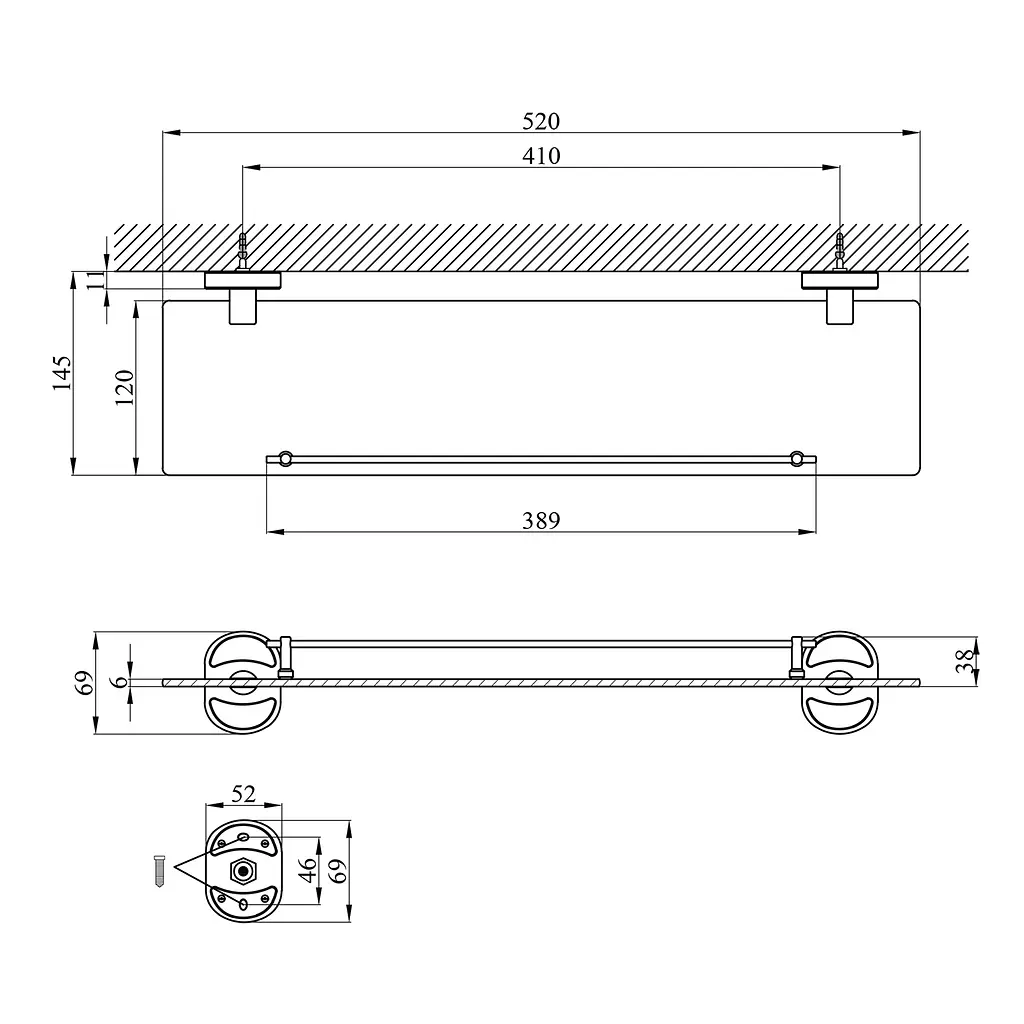 Полиця для ванної кімнати Kroner KRM Elbe - ACG2907 (CV022864) - фото 4