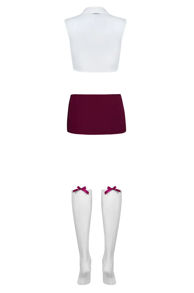 Рольовий костюм - Obsessive Student Set White/Burgundy L/XL - фото 4