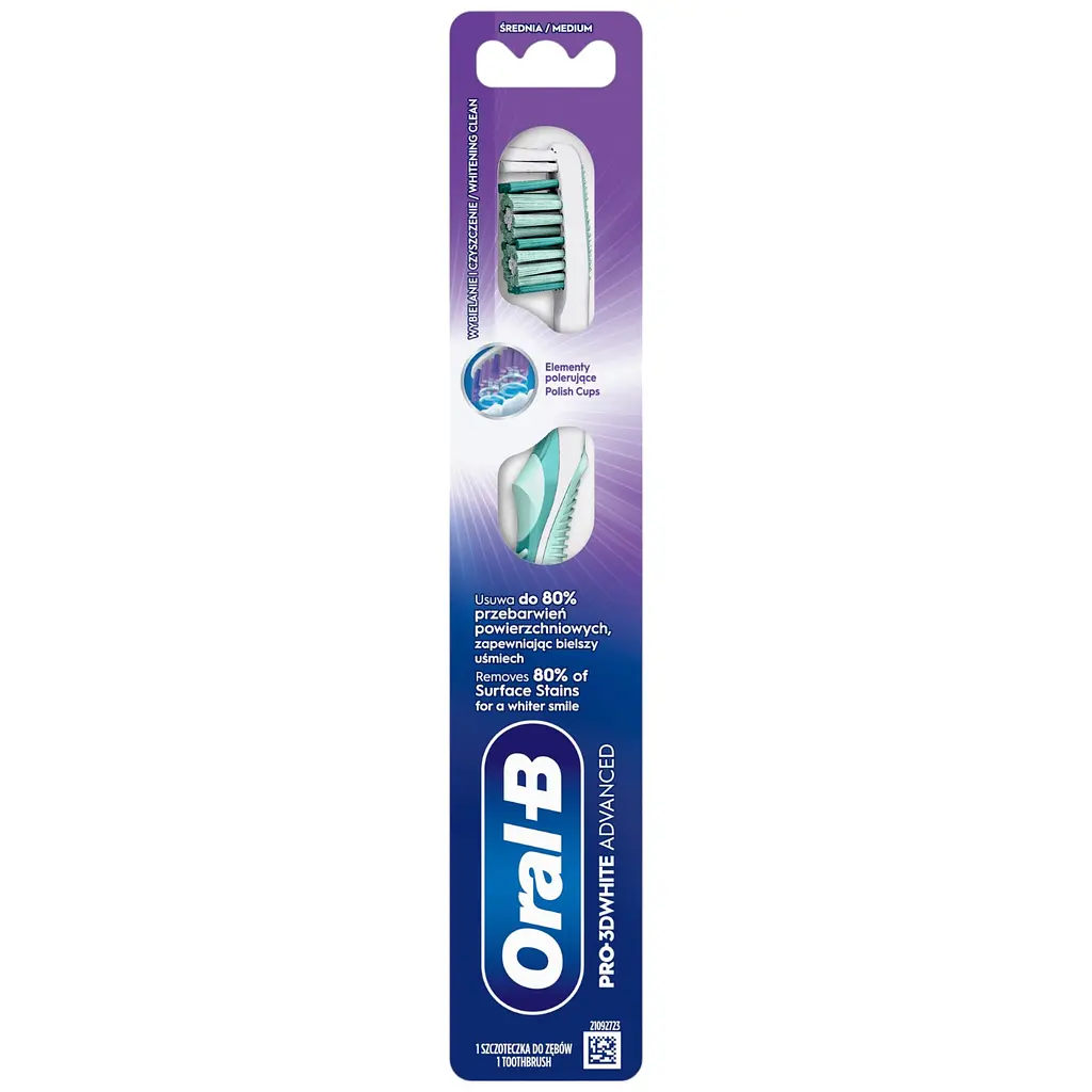 Зубная щетка Oral-B Pro 3D White Advanced отбеливание средней жесткости бело-зеленый 1 шт. - фото 2